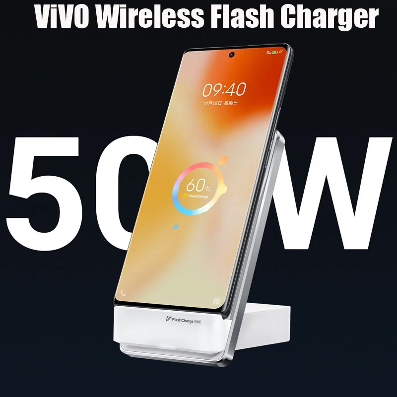 Original ViVO 50W Wireless Flash Charger Vertical Charger For Vivo X Fold Plus X Note X70 Pro Plus X80 Pro X90 Pro Plus