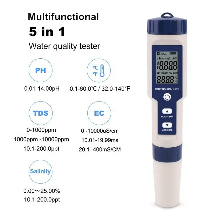 

digital EC tds temp pH salinity pen salinity meter tester