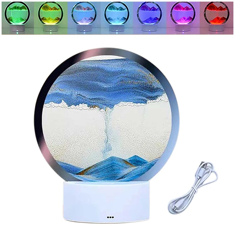 

LED RGB Sandscape Lamp Moving Sand Art Night Light With 7 Colors Hourglass Light 3D Deep Sea Display Decoration