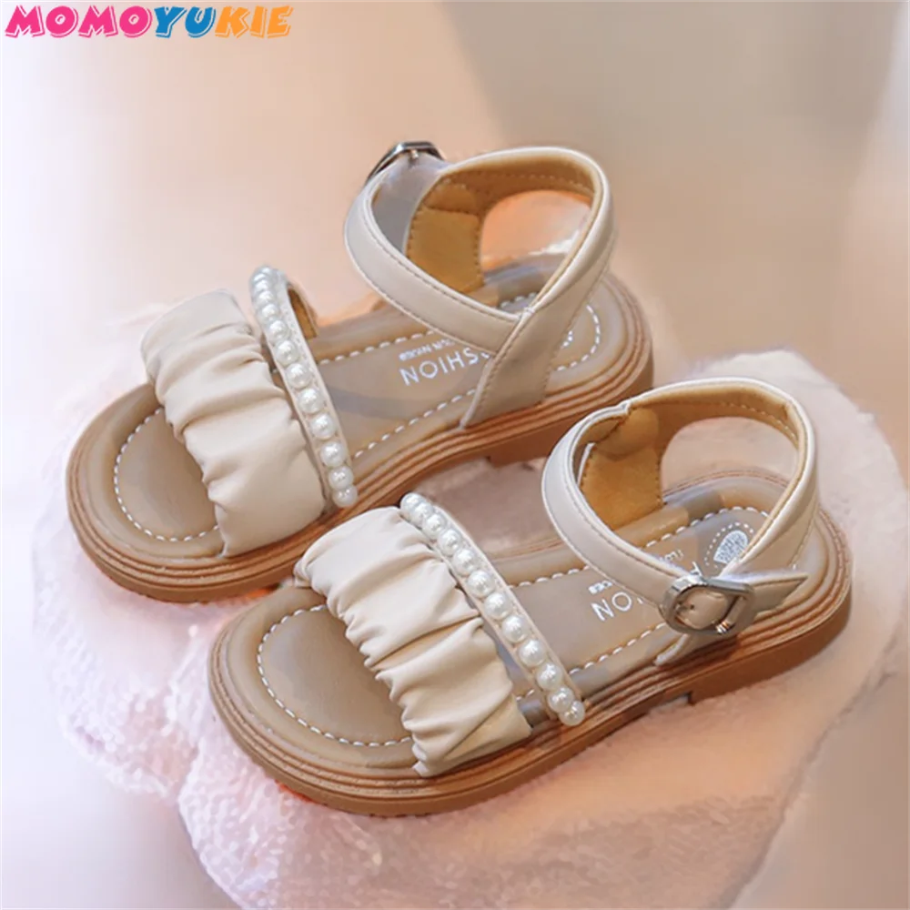 

Beach Sandals Princess Dress Party Weave Soft Sole School Girl Roman Shoes Kids Summer 2023 Student Flats Little Girls Fashion
