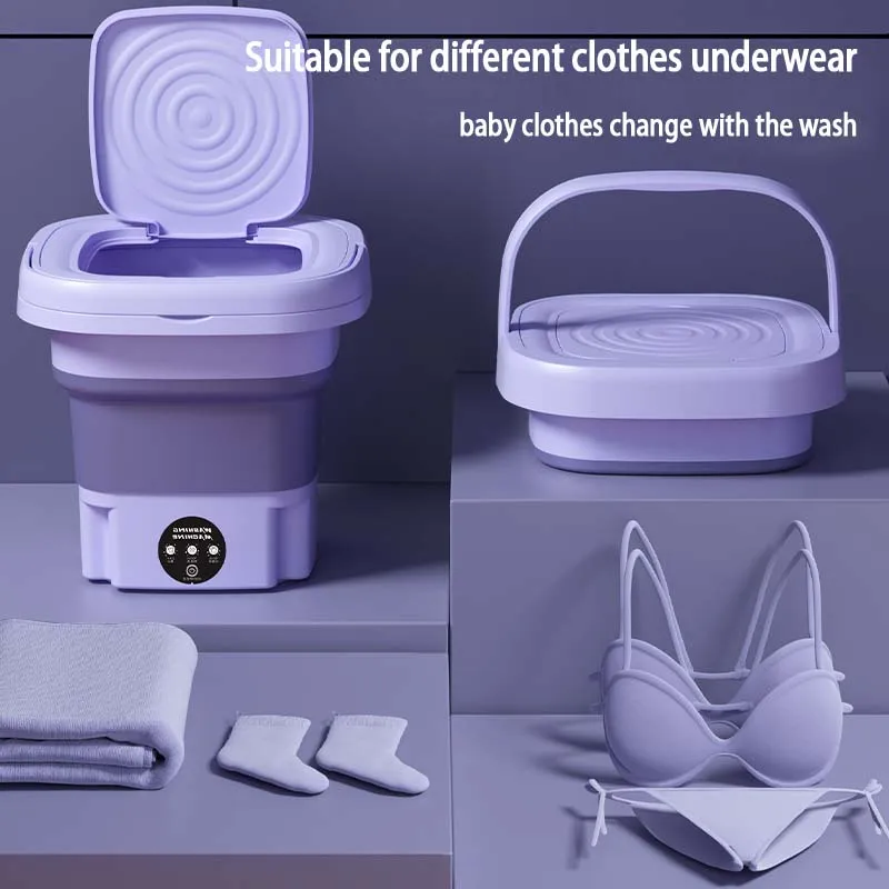 

Foldable Mini Washing Machine With Spin Dryer Automatic Underwear Sock 110v/220V Portable Washing Machine With Centrifuge 8L