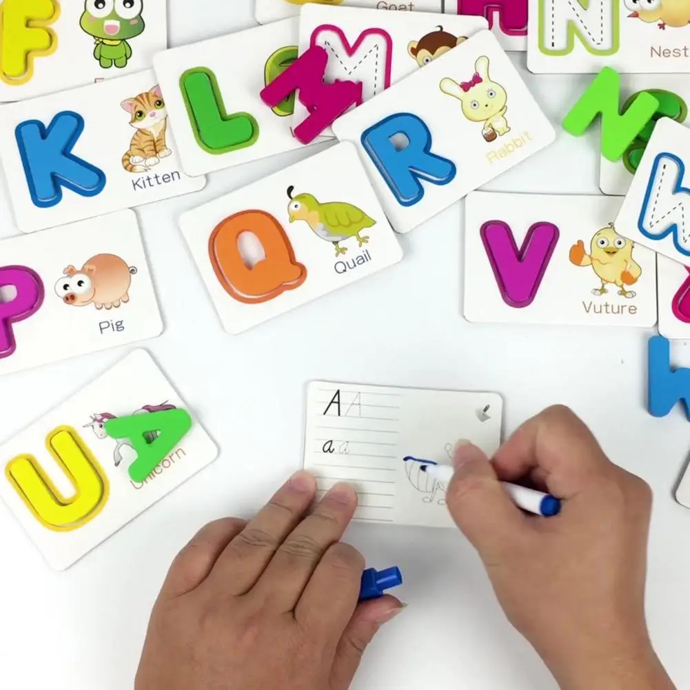 

Excellent Alphabet Matching Puzzle Montessory Toy Game Alphabet Learning Card Interesting Interactive
