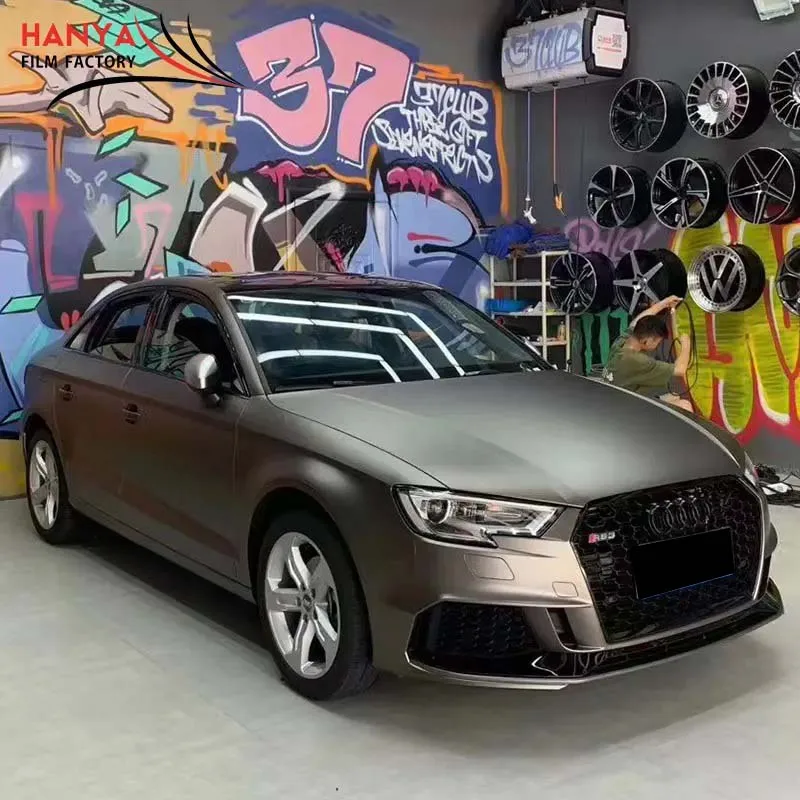 

MM13 Ice Film Grey Auto Wrap Vinyl Full Rolls Dark Gray Vinyl Car Wrap Sheet Roll Film Foil for Car Body Matt Without Air Bubble