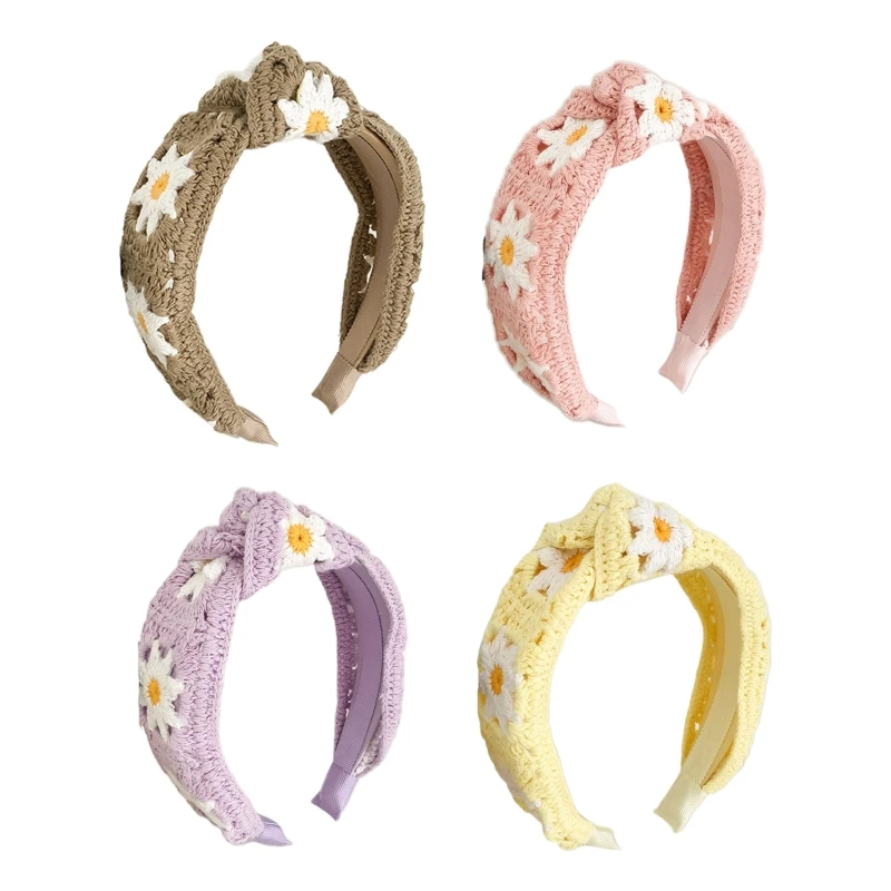 

Durable Wide Brim Hair Hoop Women Headband with Crochet Style Makeup Hair Hoop