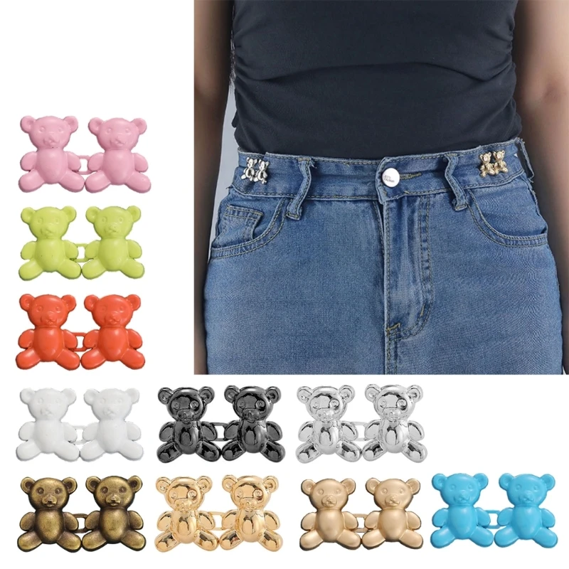 

Bear Button for Jeans Bear Clips for Pants Jean Buttons Pins for Loose Jeans No Sew and Adjustable Waist Buckle 264E