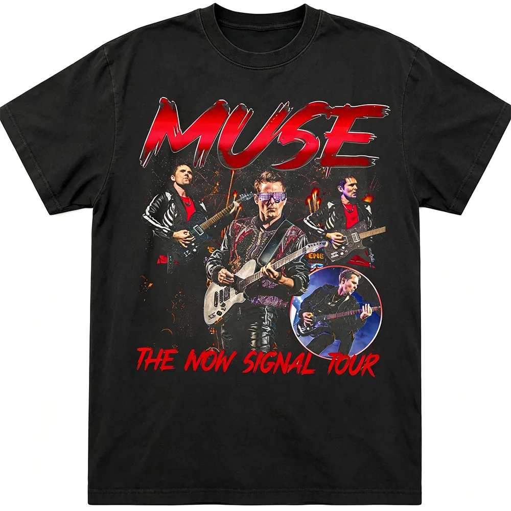Фото Футболка унисекс Muse Band в стиле рок-метал, американский уличный винтаж, летняя повседневная, с коротким рукавом №1