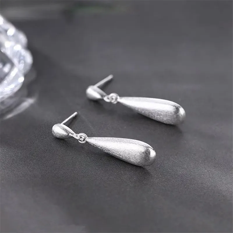 Модные посеребренные серьги-гвоздики в форме капли воды для женщин и девушек