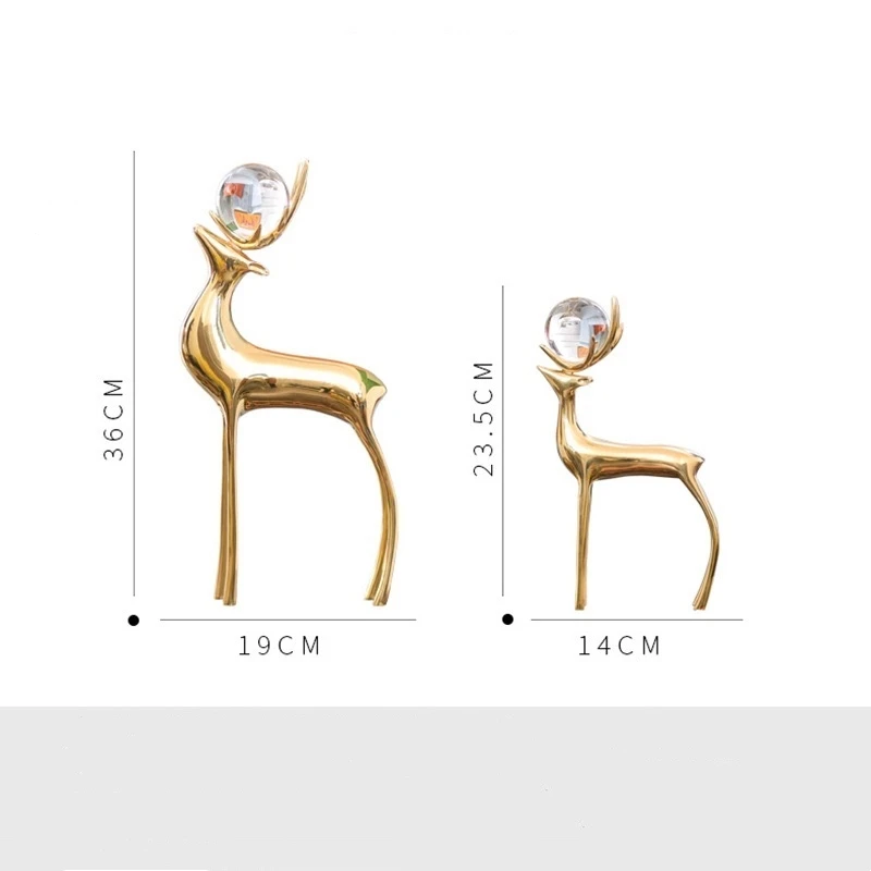 Золотая латунная статуя оленя с хрустальным шариком коллекционный стол Декор