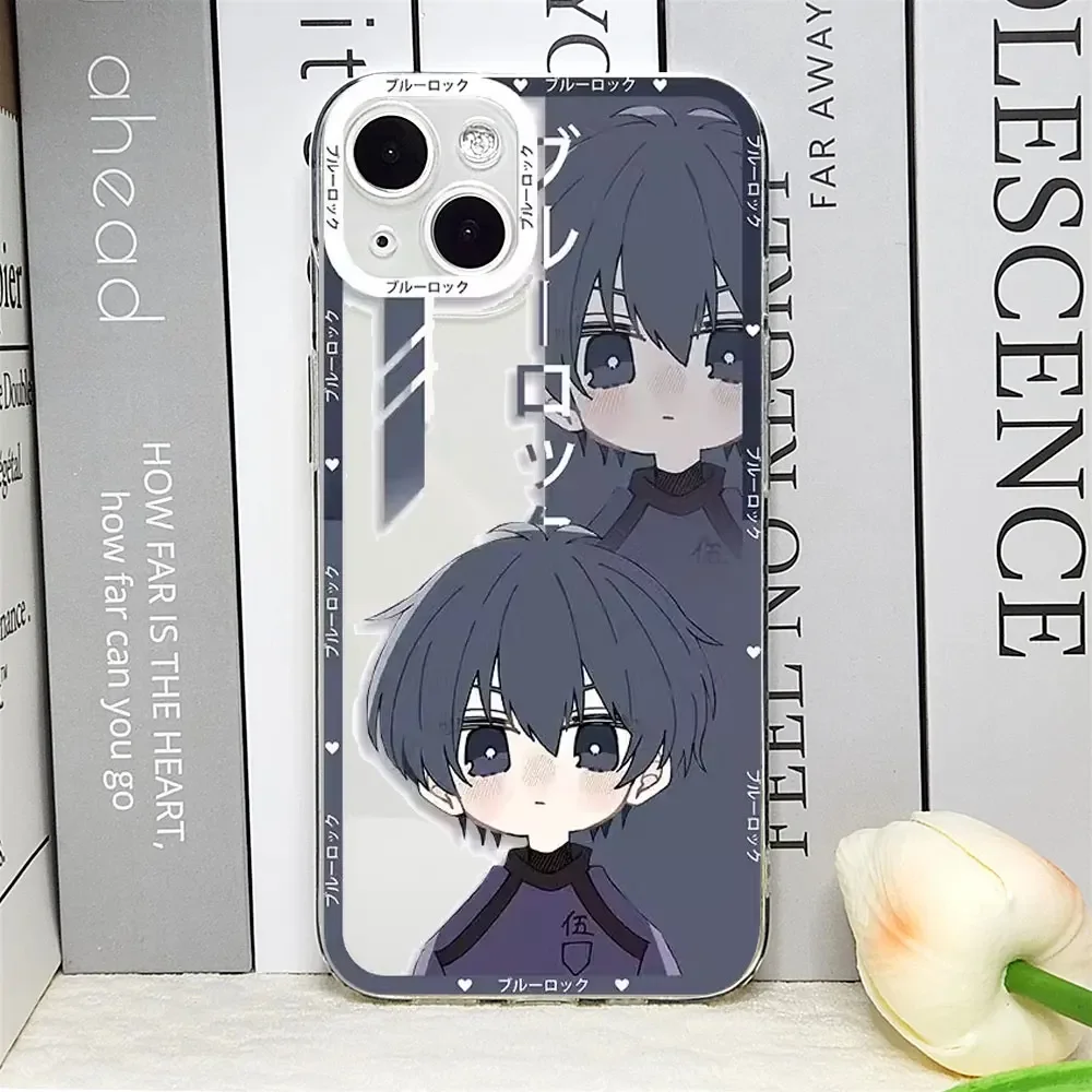 Прозрачный чехол для телефона с милым голубым замком в стиле аниме IPhone 15 14 13 12 11 Pro