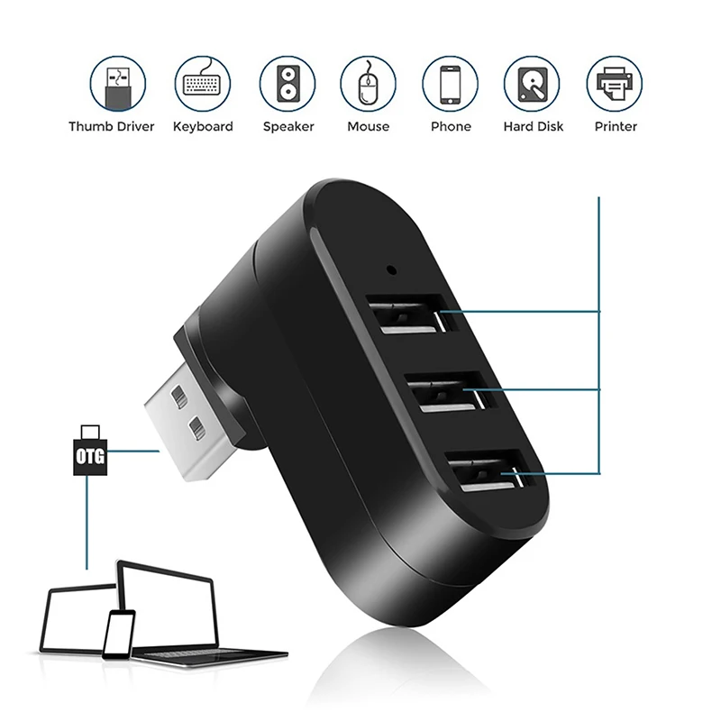 

3 Port Multi 2.0/3.0 USB Hub Mini USB Hub High Speed Rotate Splitter Adapter For Laptop Notebook For PC Computer accessories