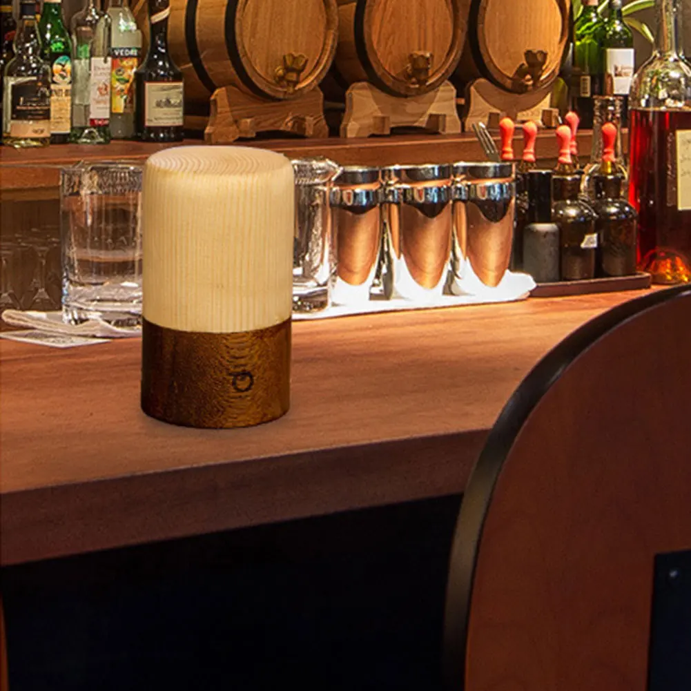 

Bedside Touch Control Living Room LED Night Light Portable USB Rechargeable Durable Wooden Lamp For Bedroom Desktop Home Office