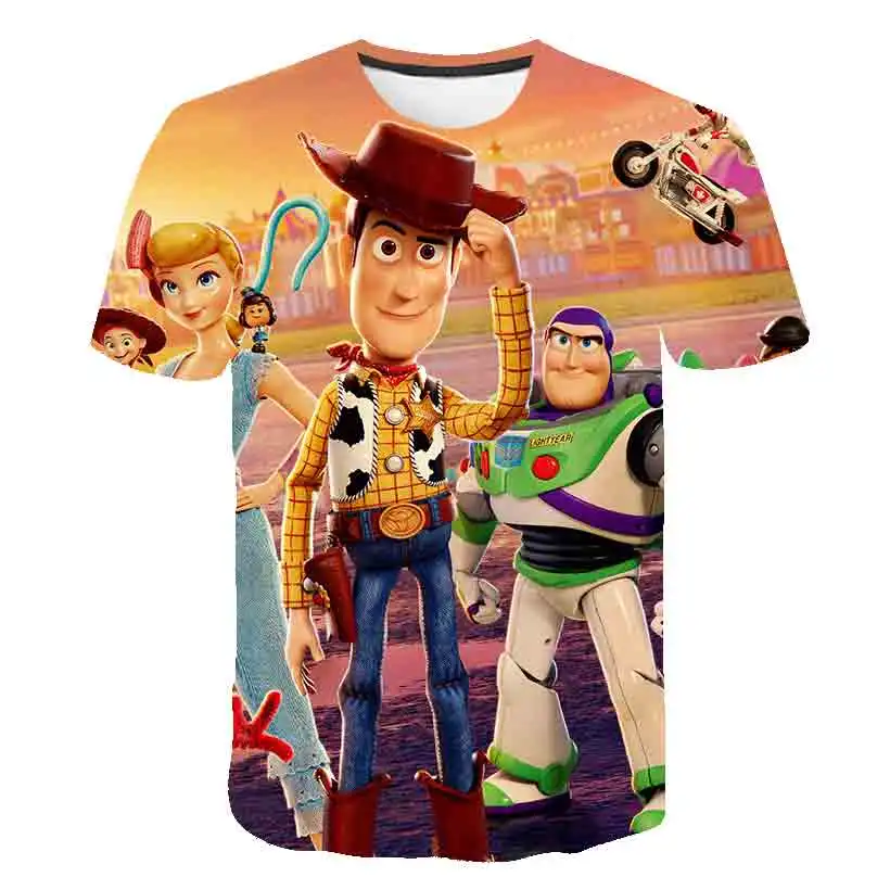 

Disney Toy Story Buzz Lightyear Cartoon Letters Children's Short Sleeve 3DT Shirt Pure Children's Summer Clothes Top T-shirt