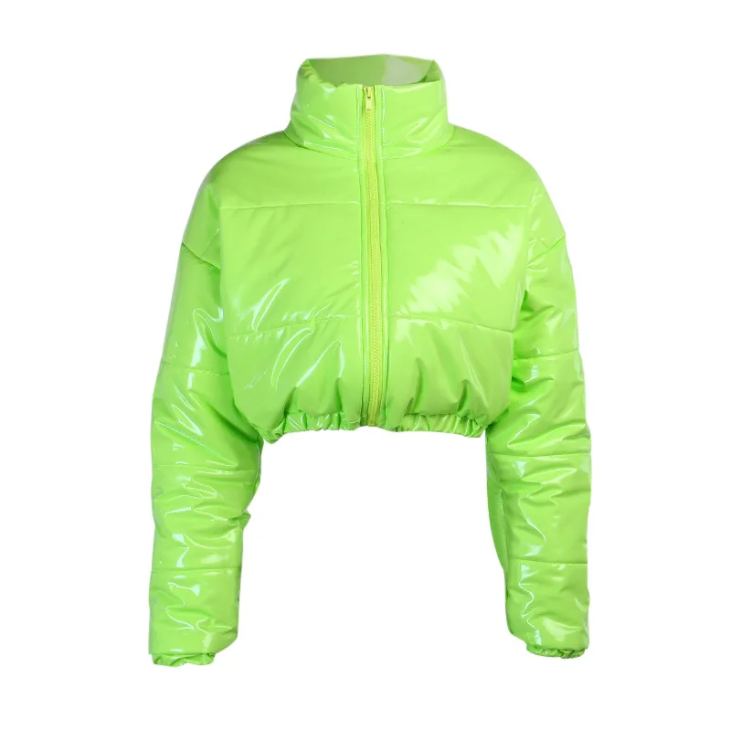 2023 European and American Autumn and Winter New Zipper Leather Cotton Jacket Female Temperament Short Long-sleeved Jacket