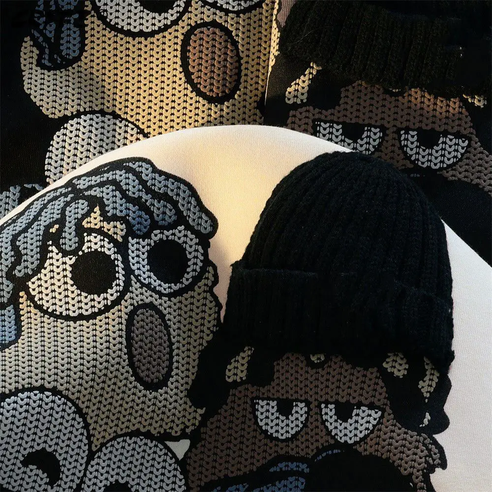 Новинка весенне-осенний свитер с круглым вырезом и мультяшным принтом брендовая