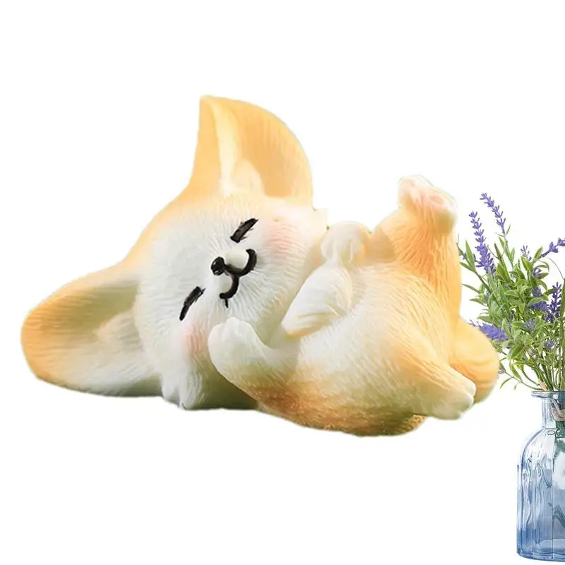 

Fennec Foxes Resin Ornament Miniature Animal Statute Fairy Garden Decoration Microscopic Landscape Ornaments