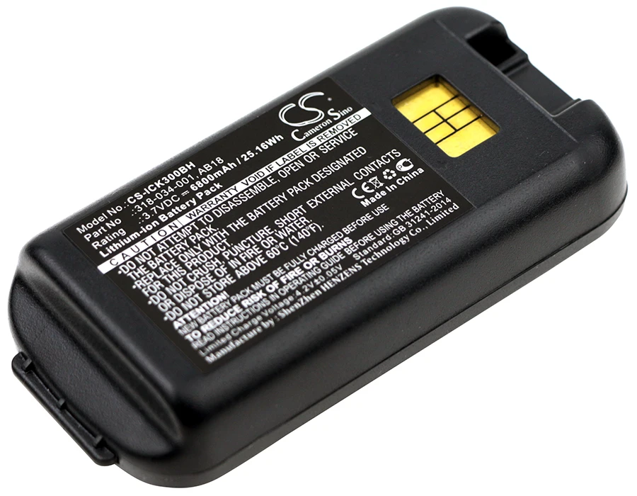 

Аккумулятор CS 6800 мАч/318 Втч для Intermec CK3,CK3A,CK3C,CK3C1,CK3N,CK3N1,CK3R,CK3X 001318-033--034-001,AB17,AB18