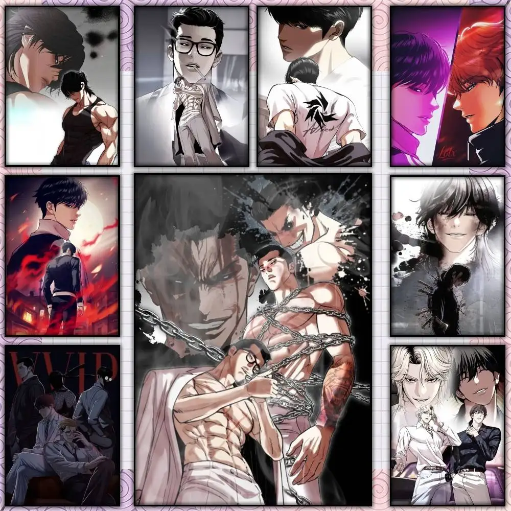 Фото Постер DG James Lee Manhwa Lookism, самоклеящаяся художественная водонепроницаемая бумажная наклейка для декора стен кафе, бара, комнаты. №1