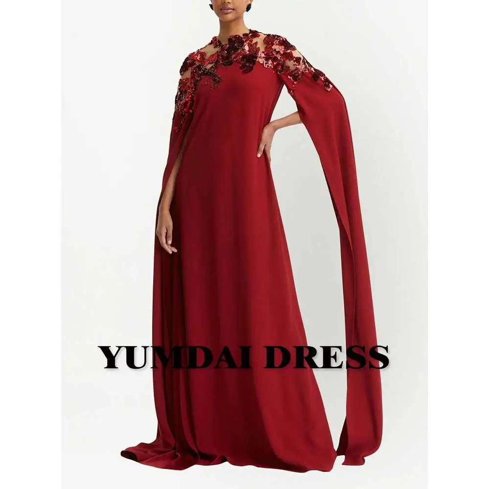 

Роскошное Бордовое платье YUMDAI с блестками из Дубая, официальное платье невесты, свадебное сценическое строгое платье с длинным рукавом, вечернее платье
