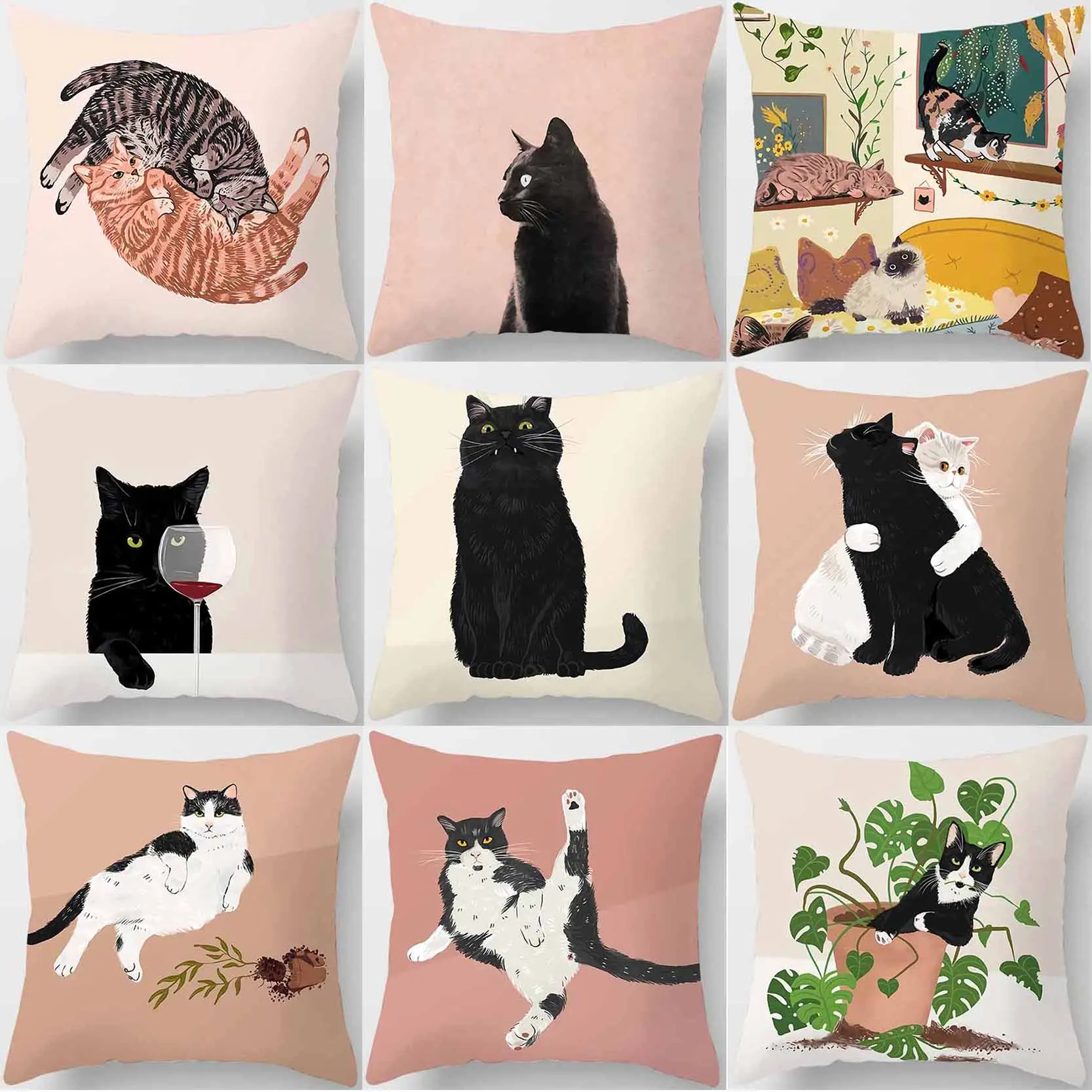 

Cat Is Leisure Life Square Pillowcase, Used for Home Decoration, Car Sofa Cushion Cover45cm*45cm