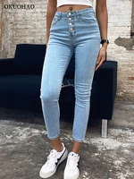 stretch high waist jeans women 2022 new skinny slim fashion washed trousers female denim pencil pants elastic ninth pants