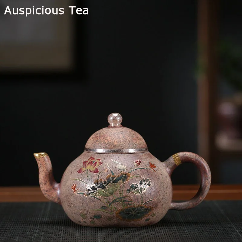 

290 мл Бутик Исин фиолетовая глина в форме груши чайные горшки ручной работы НЕОБРАБОТАННАЯ руда чайник с фильтром для дома чайная церемония ...