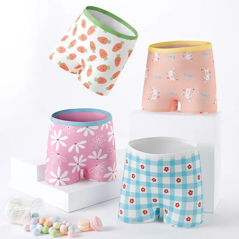 

4 Piece/lot Little Girls Underwear Cotton Children Cartoon Rabbit Underpant Pack Breathable Pink Panties for Young Girls Boxeres