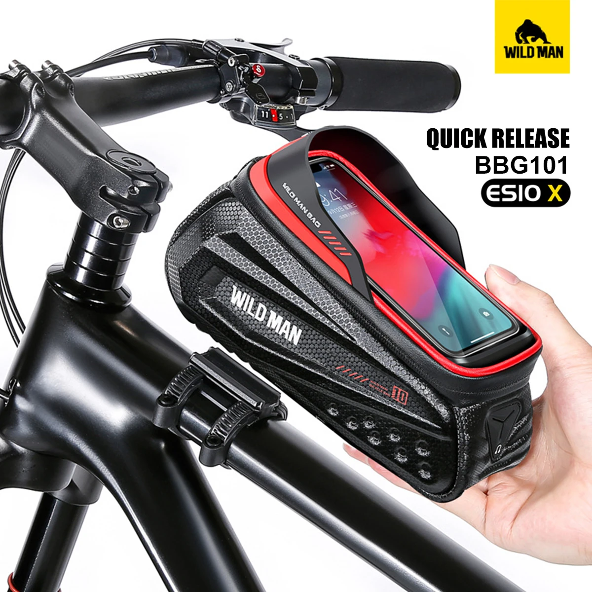 

WILD MAN ES10X Bicycle Bag EVA Hard Shell Waterproof Touch Screen High Capacity Road Mountain Bike Removable Anti-vibration Bag