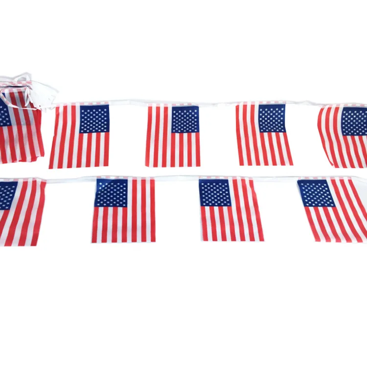 ZXZ USA bunting flag14cmx21cm 20pcs/set American Flag String America USA Bunting Banner small US string flags home decor banner