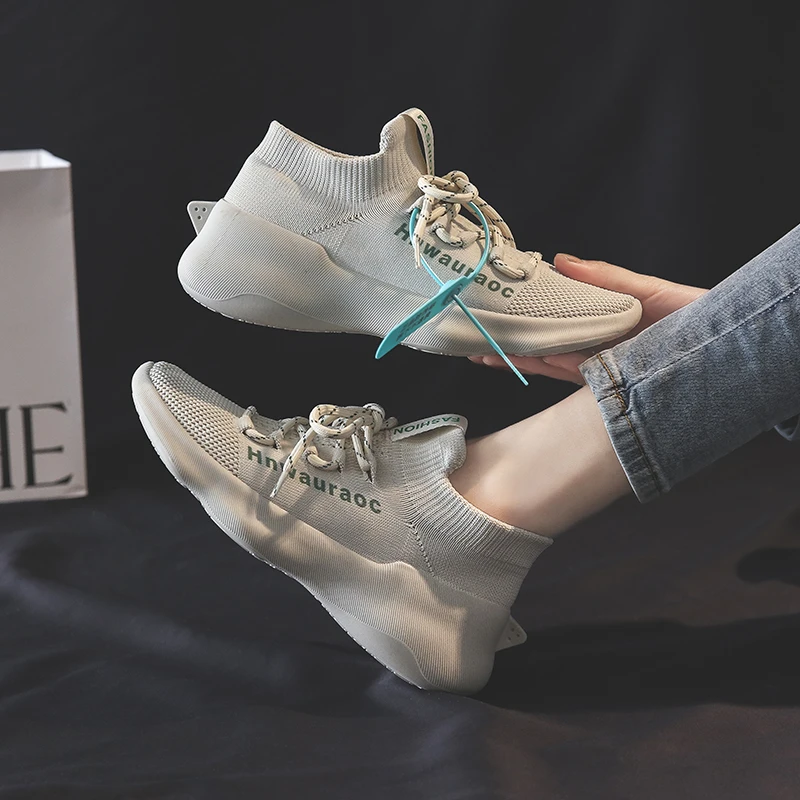 

Breathable Women Shoes for Sneakers 2022 New Tenis Feminino Fashion Lace-up Casual Plus Size 44 Luxury Brand Socks Women Sneaker