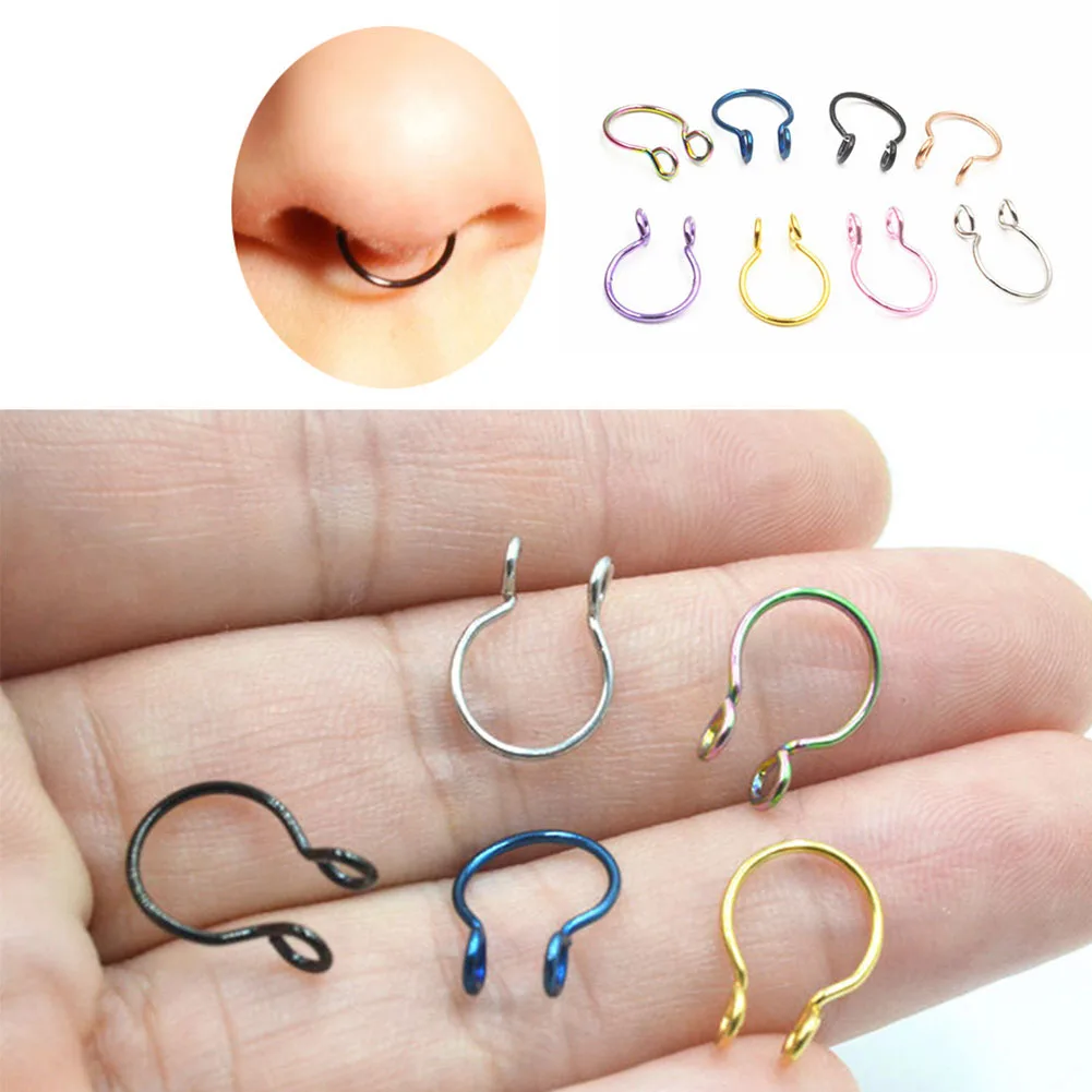 

1pcs U Shaped Fake Nose Ring Hoop Septum Rings Stainless Steel Hiphop Style Nose Piercing Fake Piercing Oreja Pircing Jewelry