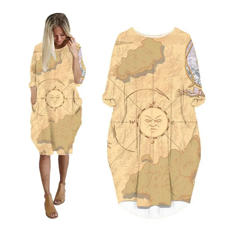 

new summer dresses for women 2023 ladies Long sleeve clothes plus size womans clothing midi female dress print vintage letter QY