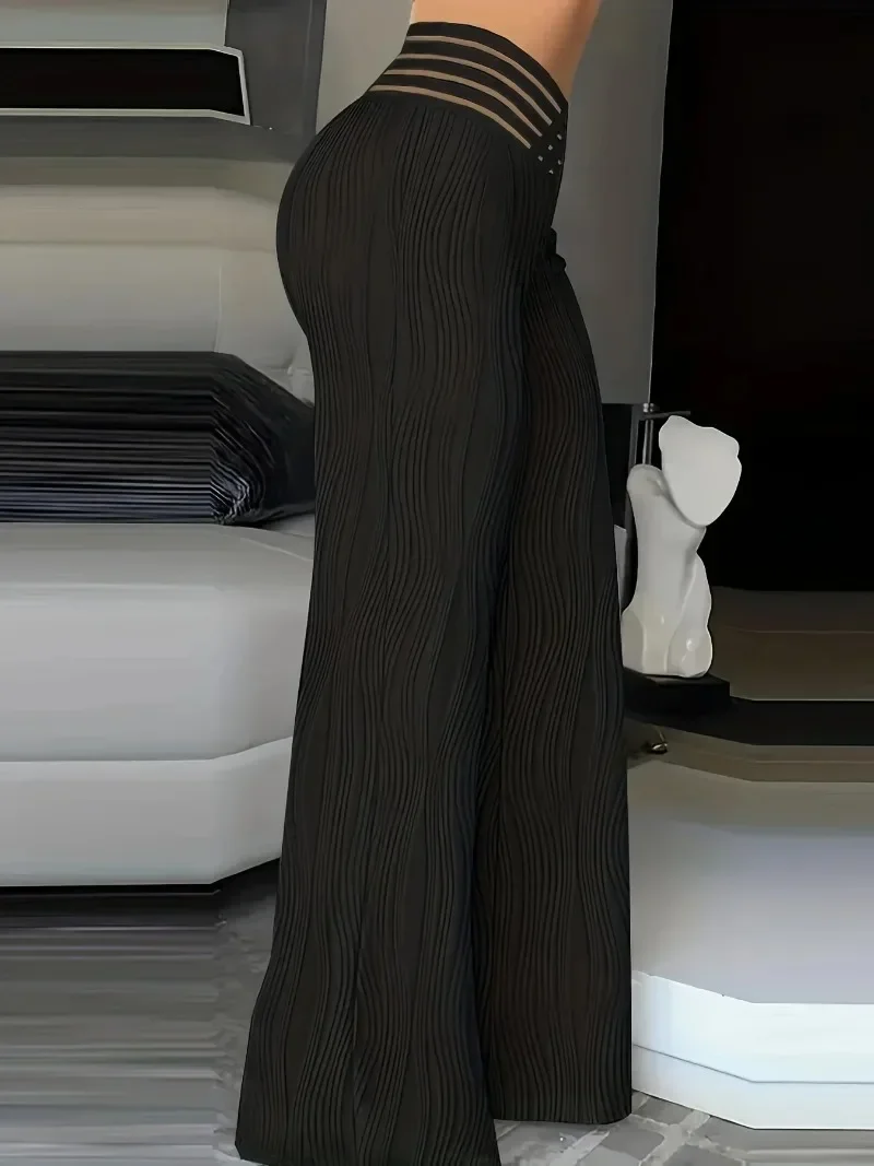 Plus Size Женские Широкие Брюки Больших Размеров 1xl-5xl С Высокой Талией Повседневные