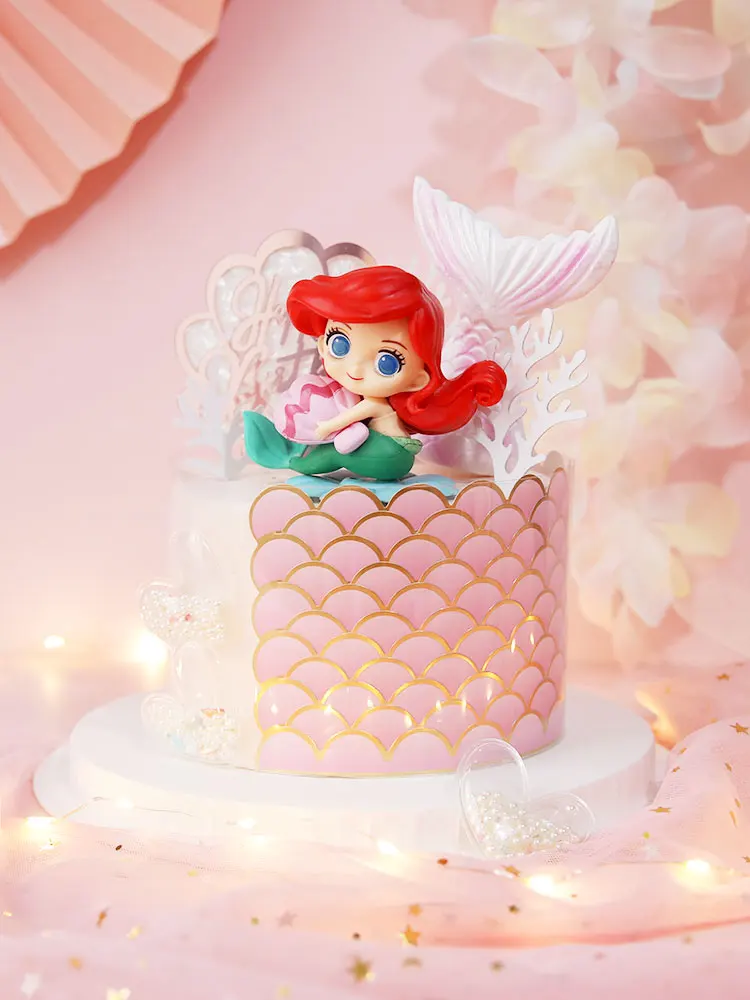 

Mermaid Cake Topper Ocean Doll Mermaid Birthday Party Cake Decor Girls Birthday Heart-shaped Wedding Decoration Baby Shower
