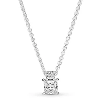 authentic 925 sterling silver moments collier round square pendant with crystal necklace for women bead charm pandora jewelry