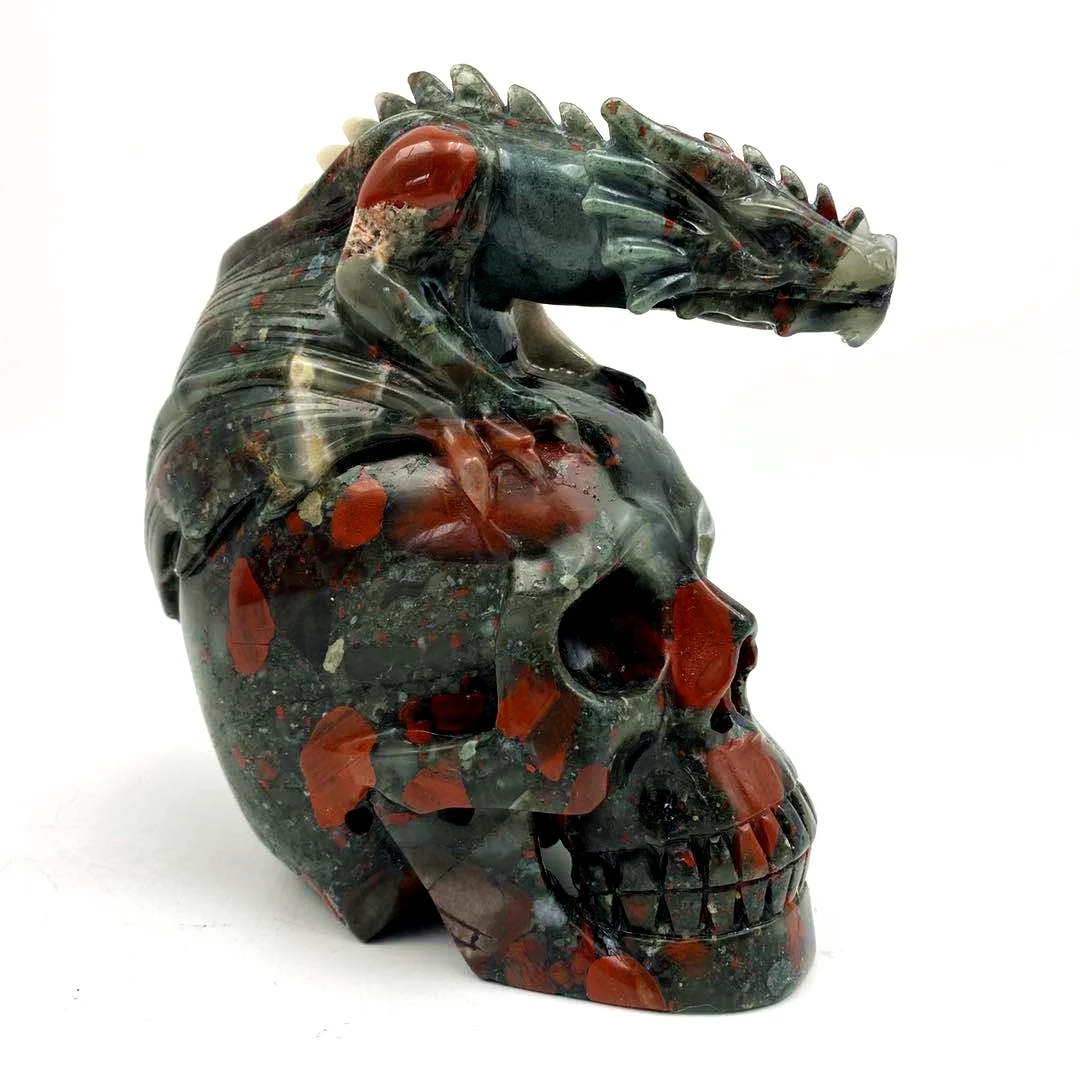 

bulk crafts african blood stone carved crystals spirituals kulls bag with dragon