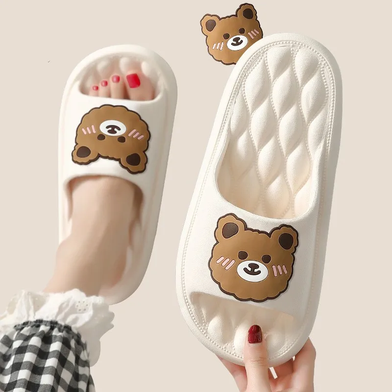 

Шлепанцы пляжные для мужчин и женщин, мягкие сандалии на толстой плоской платформе, мультяшный рисунок, для душа, массажная обувь для пар, лето 2023