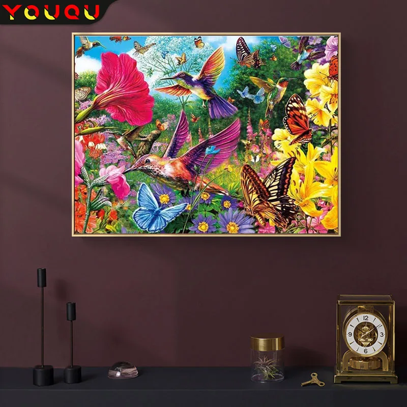 

YOUQU алмазная живопись своими руками Алмазная Вышивка Птицы 5D цветок вышивка крестиком Мозаика картина ландшафт украшение для дома подарок