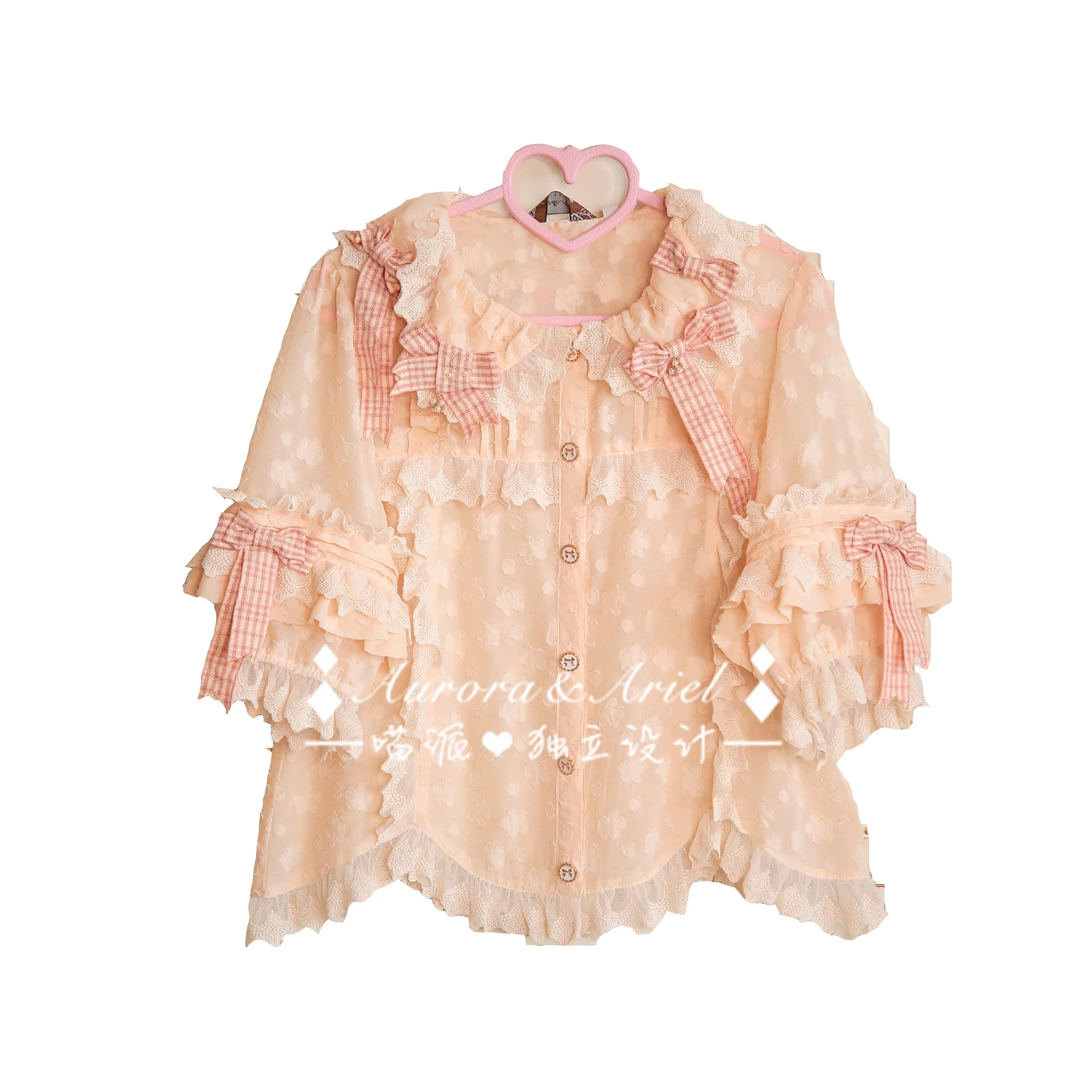 Женская рубашка с коротким рукавом и бантом летняя Милая жаккардовая блузка