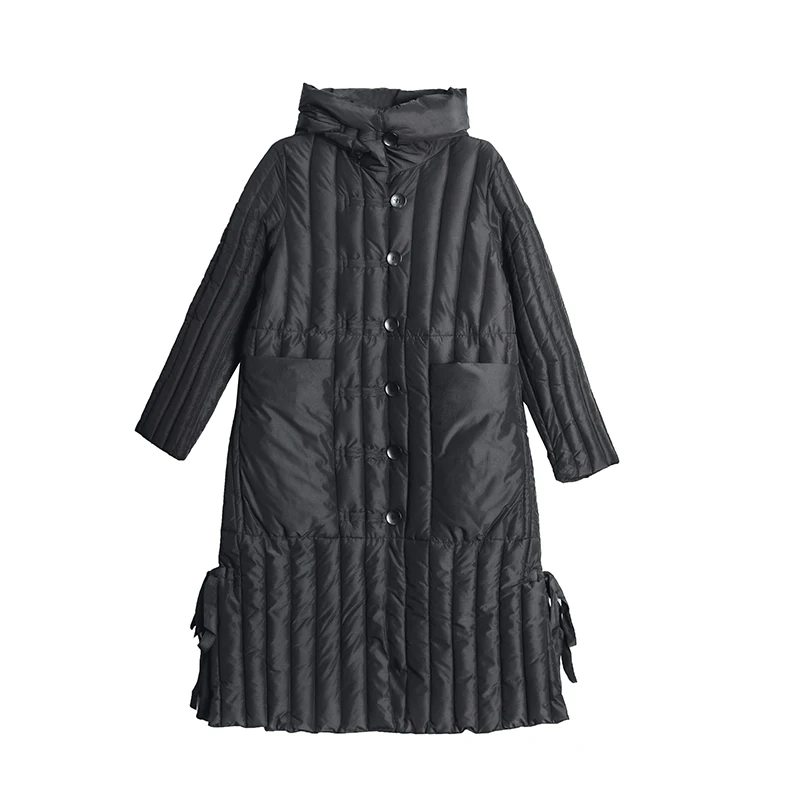 Plus Size Women Winter X-long Jacket Single Breasted Solid Female Cold Coat Hooded Stand Collar Casual Thick 2022 Women's Parkas