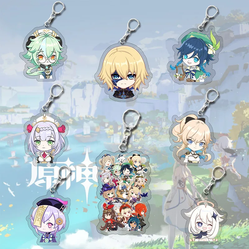 

2021 Game Genshin Impact Keychains Arataki Itto Gorou Tartaglia Raiden Shogun Zhongli Cosplay Cute Bag Pendant Keyring Gifts