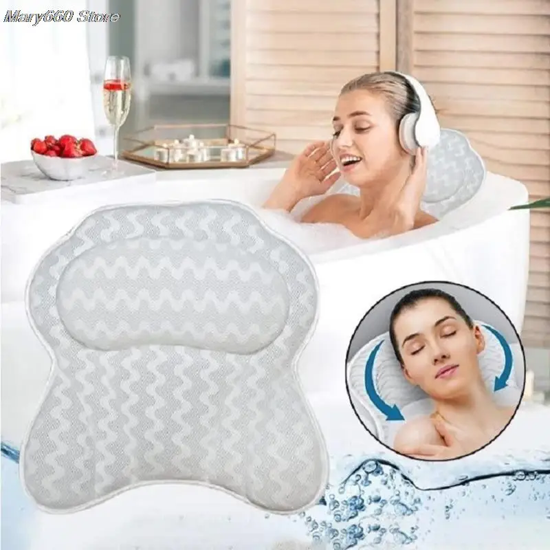

NEW White Butterfly Bath Pillow Breathable Bathroom Cushion Accersories for Home Bathroom Accessories with Suction Cups