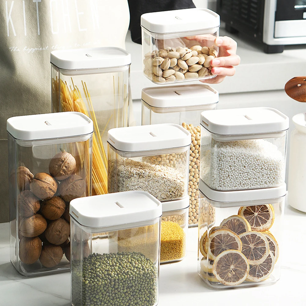 

500/1300/800ml Clear Leak-Proof Food Storage Container Box With Lids Airtight Pantry Pasta Nuts Boxes for Kitchen Refrigerator