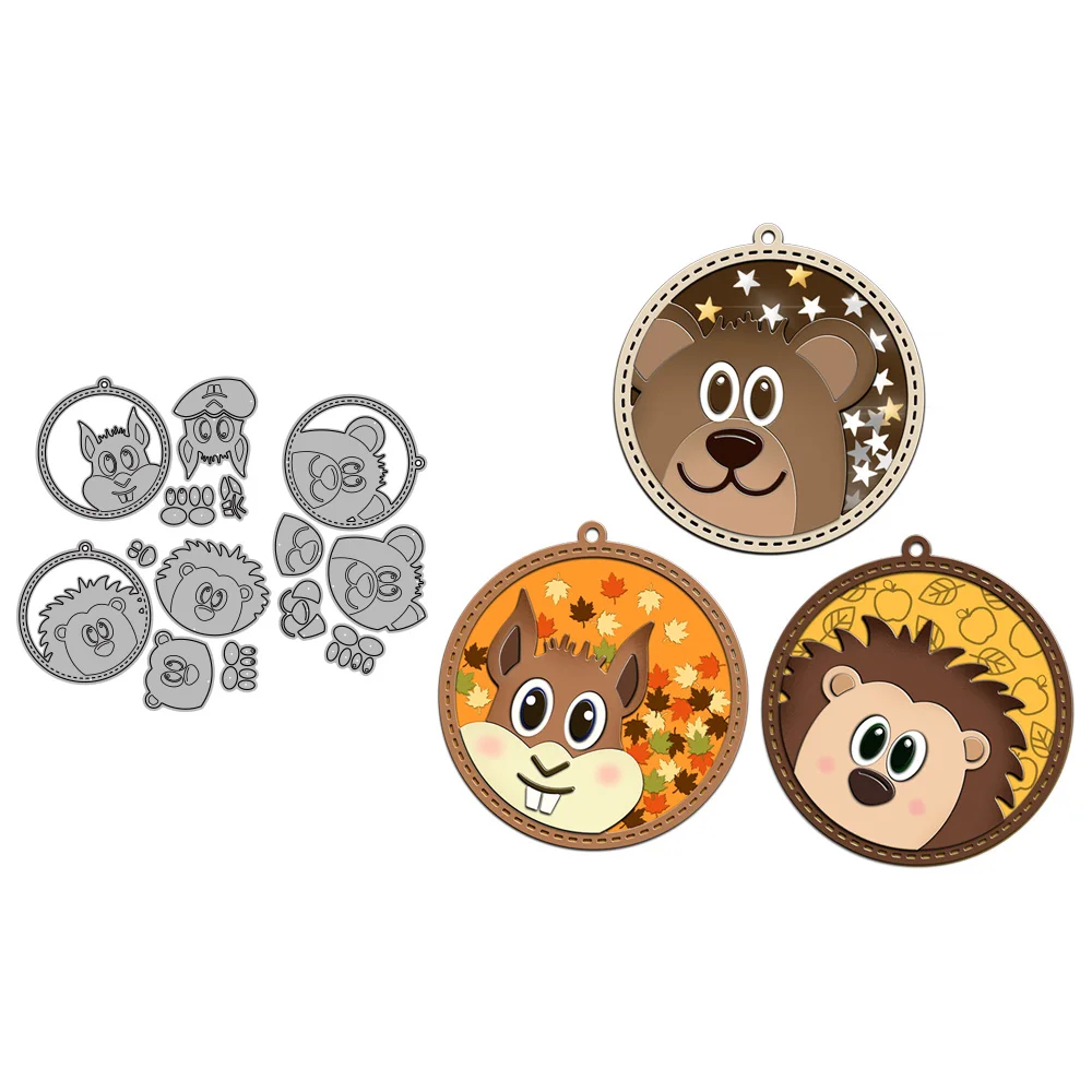 

MangoCraft Cute Animals Head Round Shaker Cutting Dies Embossed Scrapbooking Suppllies DIY Metal Cut Dies For Cards Album Decor