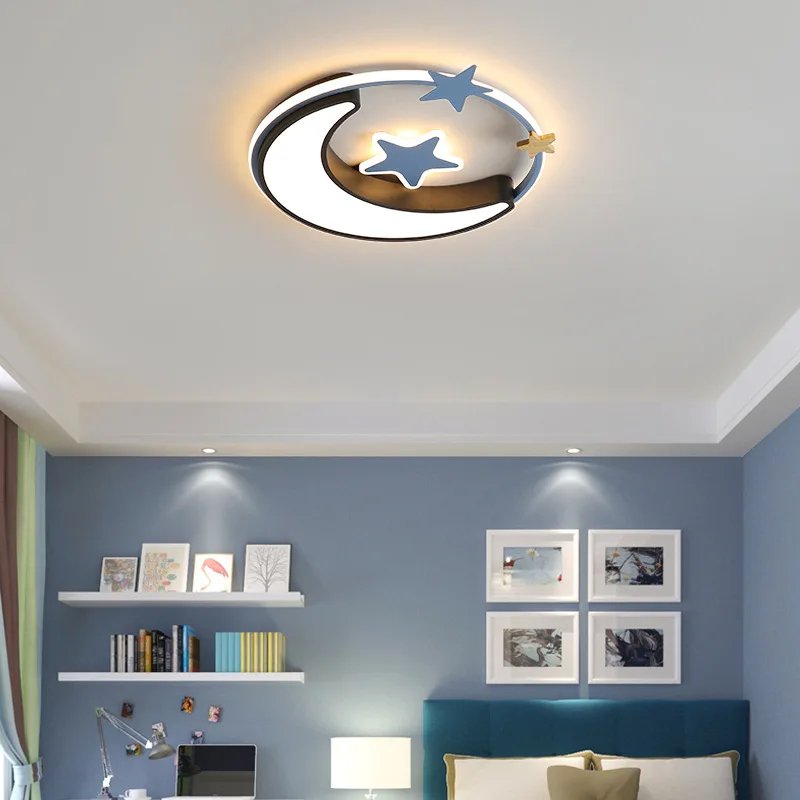 

Nordic Bedroom Lamp Creative Star Moon Iron Ceiling Lamp Room Lamp LED Children's Room Lamp Study Lamp