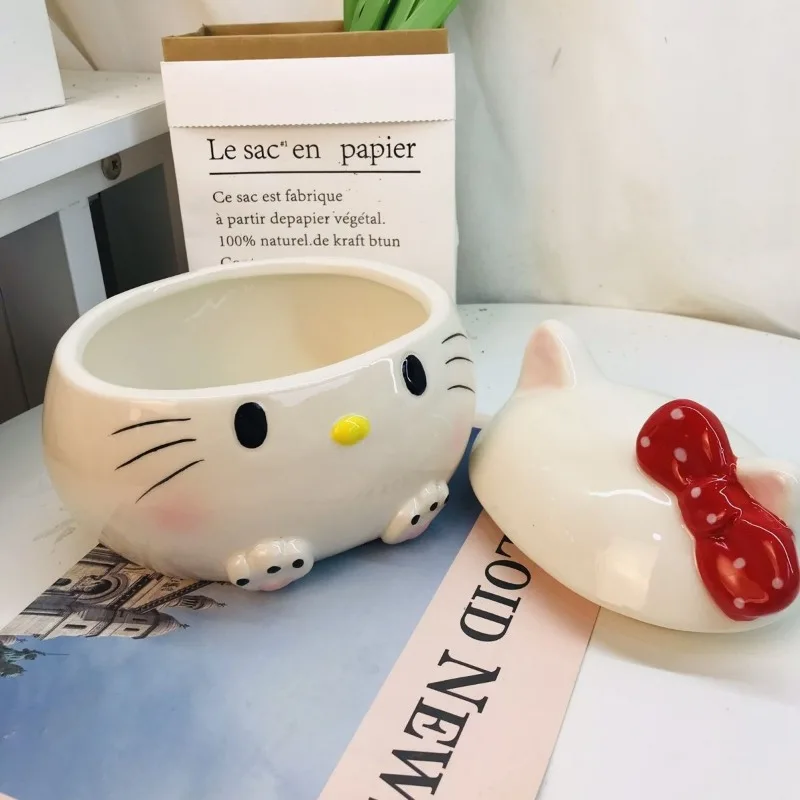 Новая керамическая банка для хранения Kawaii Hello Kitty аксессуары аниме Sanrio домашнее