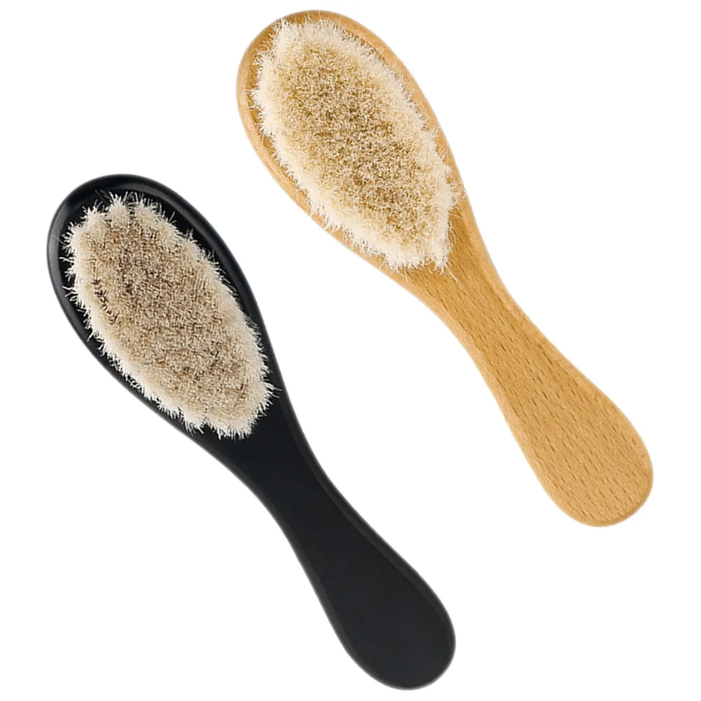 

2 Pcs Hair Brush Wood Handle Newborn Soft Toddler Wash Care Cradle Cap Infant