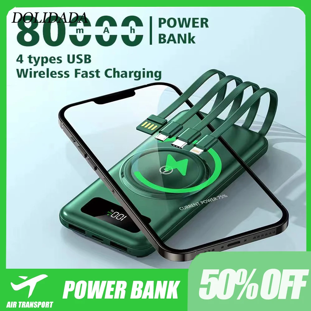 

2023 New 200000mAh Qi Wireless Charger Power Bank For iPhone Poverbank Portable External Battery Charger Wireless Powerbank