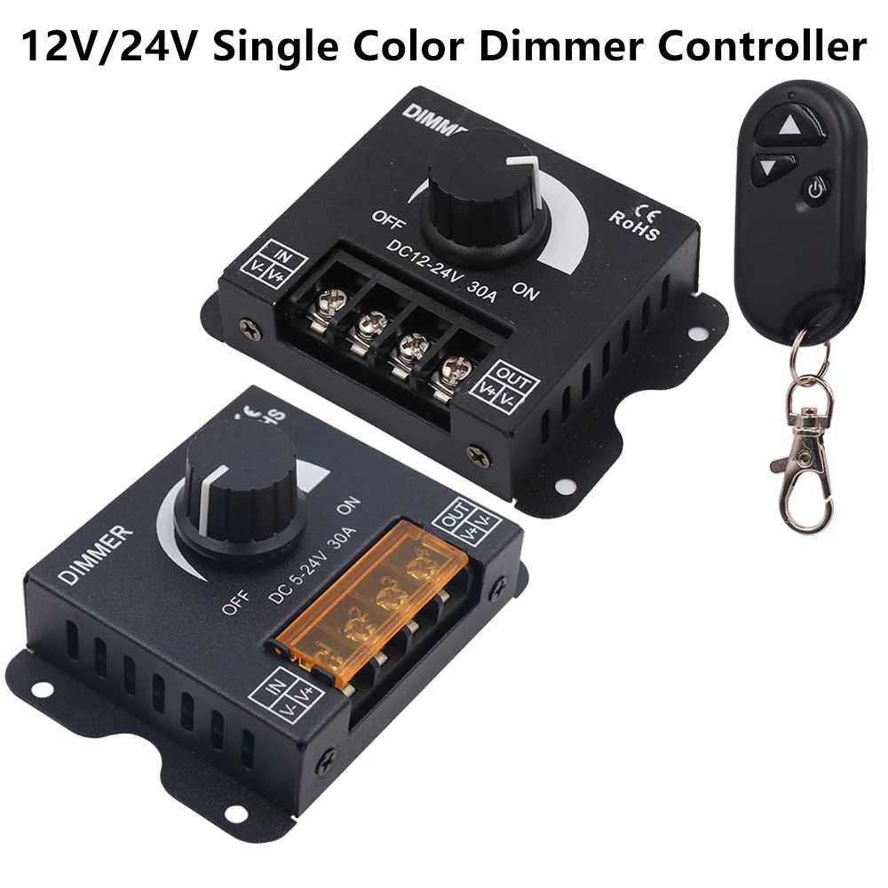 

DC 12V 24V 30A 360W LED Dimmer Adjustable Brightness Single Color Light Power Supply Controller Lamp Bulb LED Strip Driver