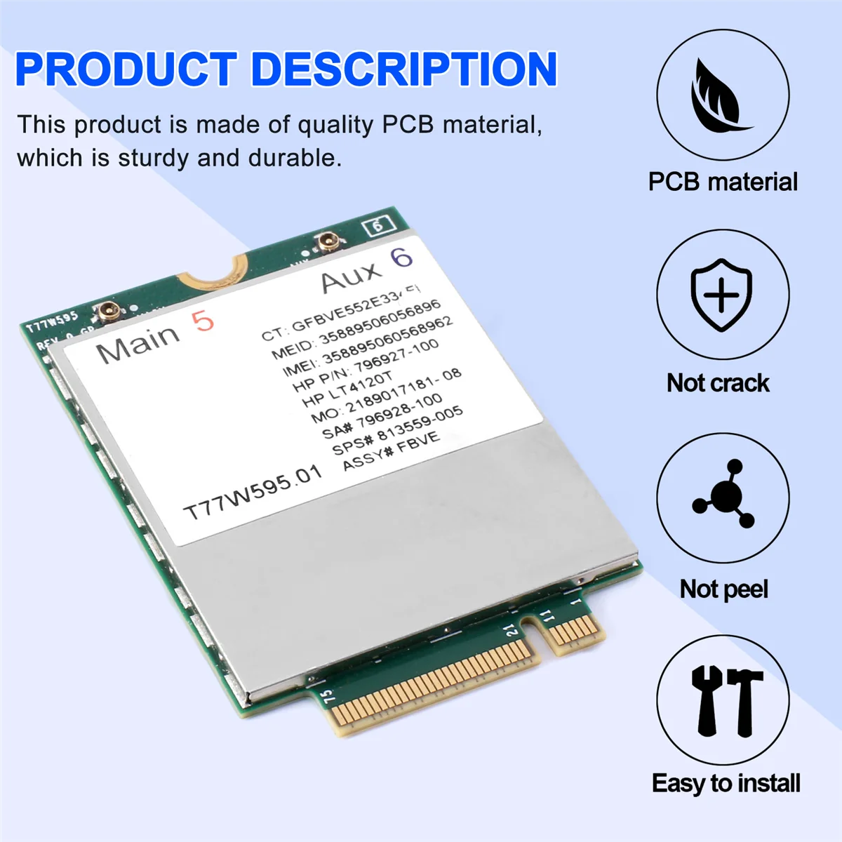 T77W595 4G ​ Модуль карты LTE LT4120 796928 -001 MDM9625 для сетевой модуля Probook/EliteBook 820 840 850 G2 G3