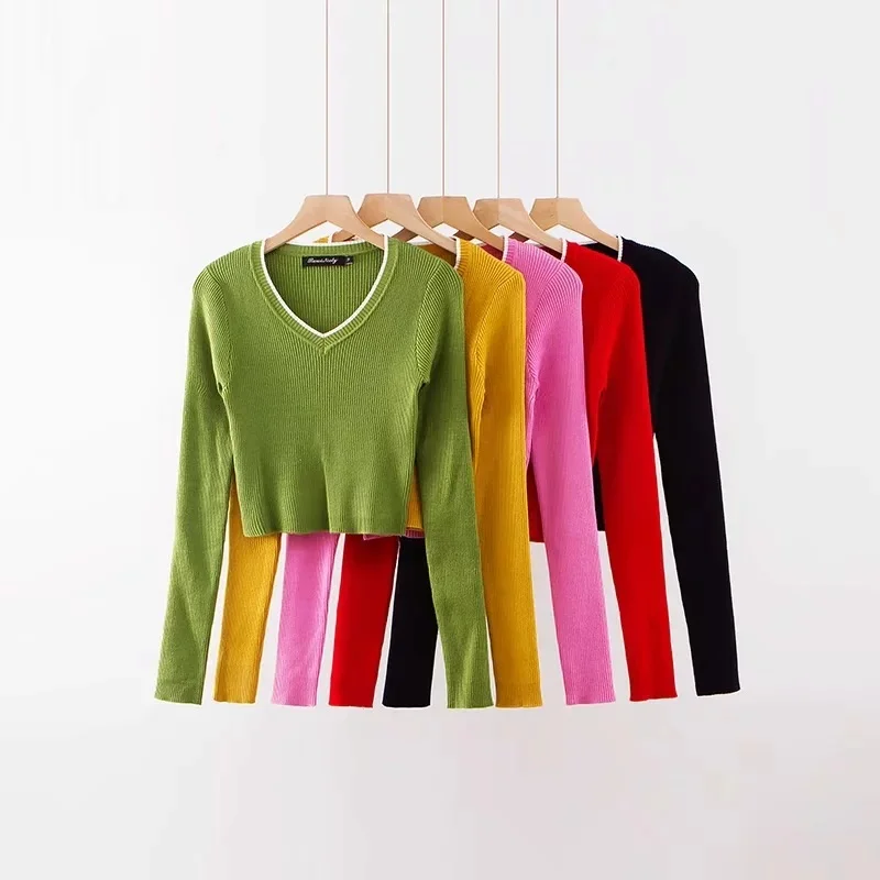 Винтажная блузка женский укороченный Топ с длинным рукавом уличная одежда